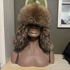 Huge genuine fur hat w earflaps